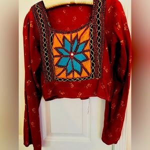 Vintage 1970 Era Embroidered Blouse